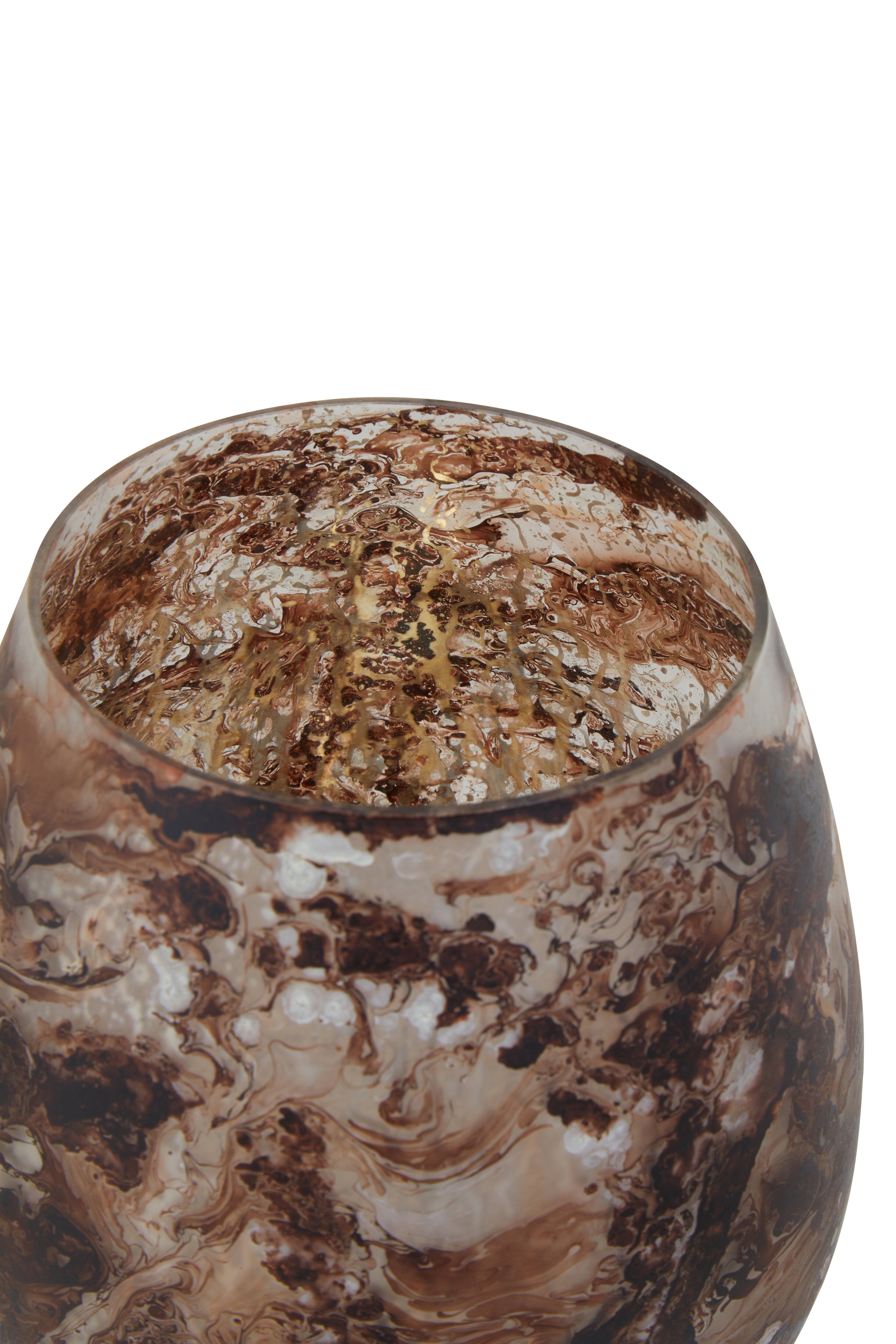 Vienna Brown Marble Effect Glass Candle Holder | Large